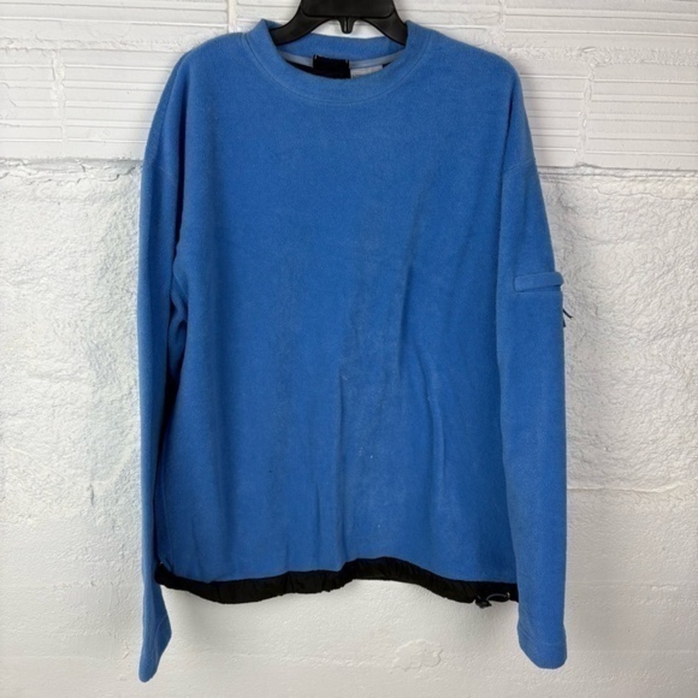 GENUINE STUFF blue fleece crew neck zipper arm comfy sweater size XL